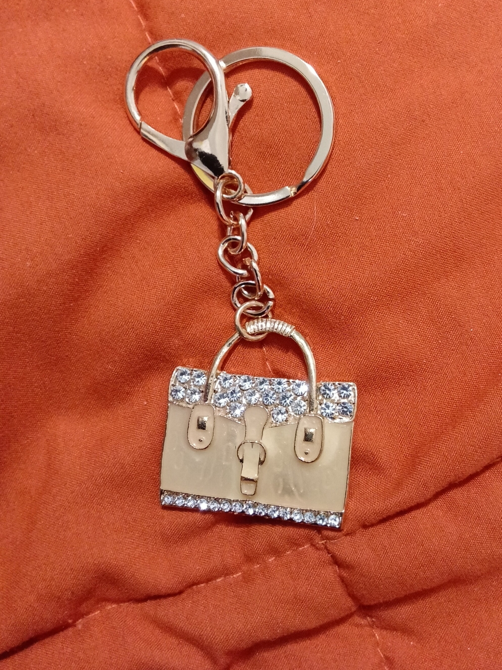 Gold-tone Mini Handbag Keychain Charm – Pink, Beige & Brown CHOOSE ONE - Picture 3 of 6